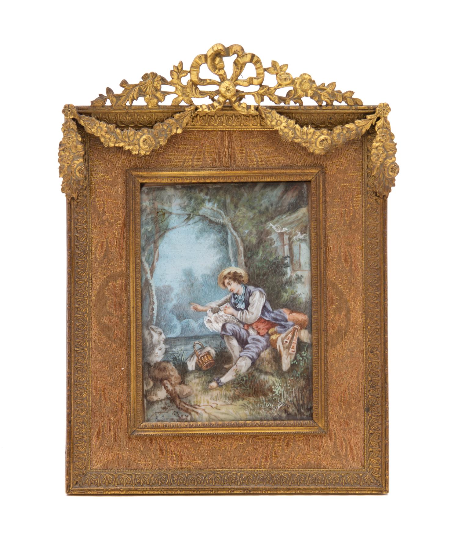 A French Gilt Bronze Easel Back Frame Height 7 1/8 x width 5 1/8 inches. — 19TH CENTURY