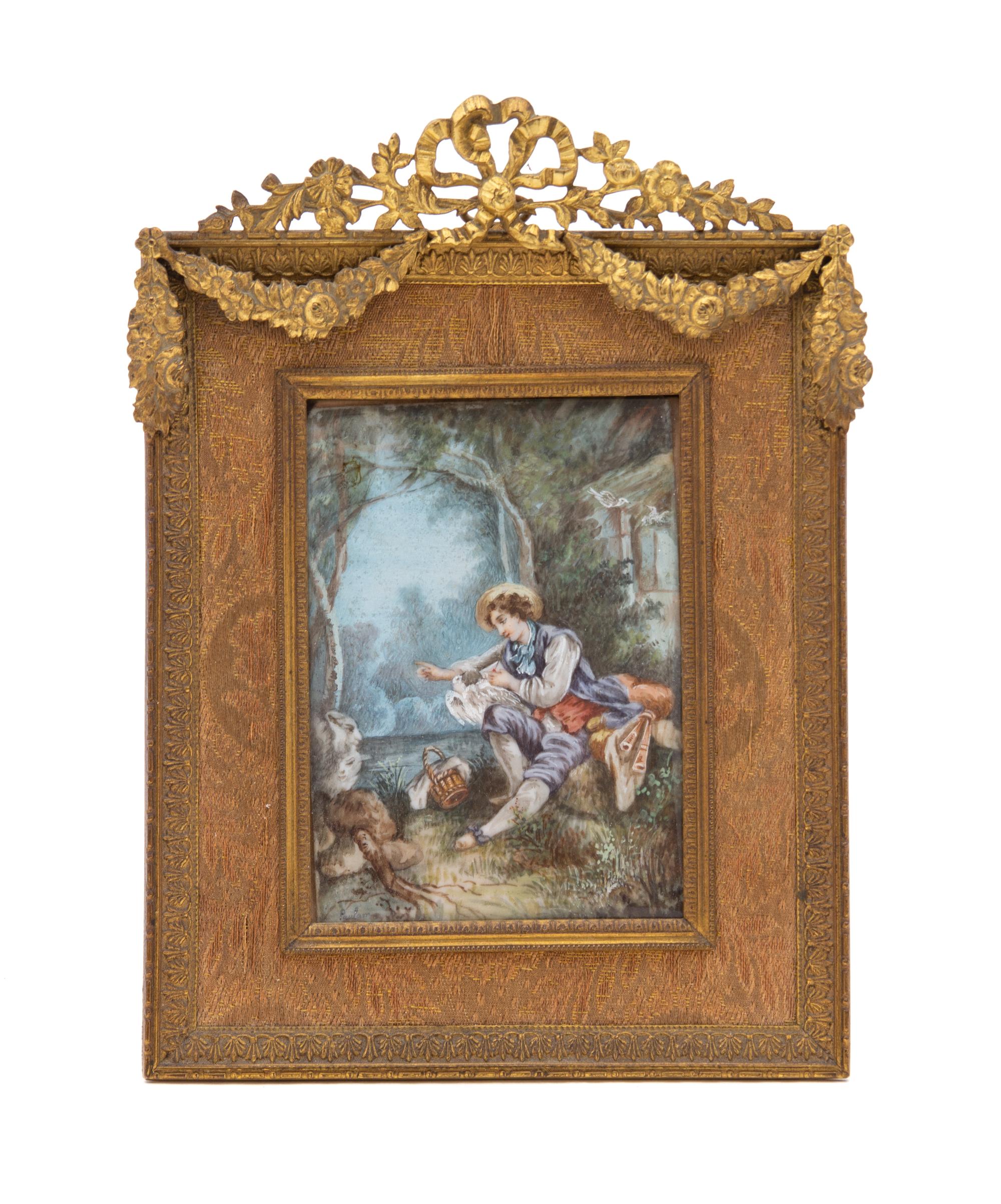 A French Gilt Bronze Easel Back Frame Height 7 1/8 x width 5 1/8 inches. — 19TH CENTURY