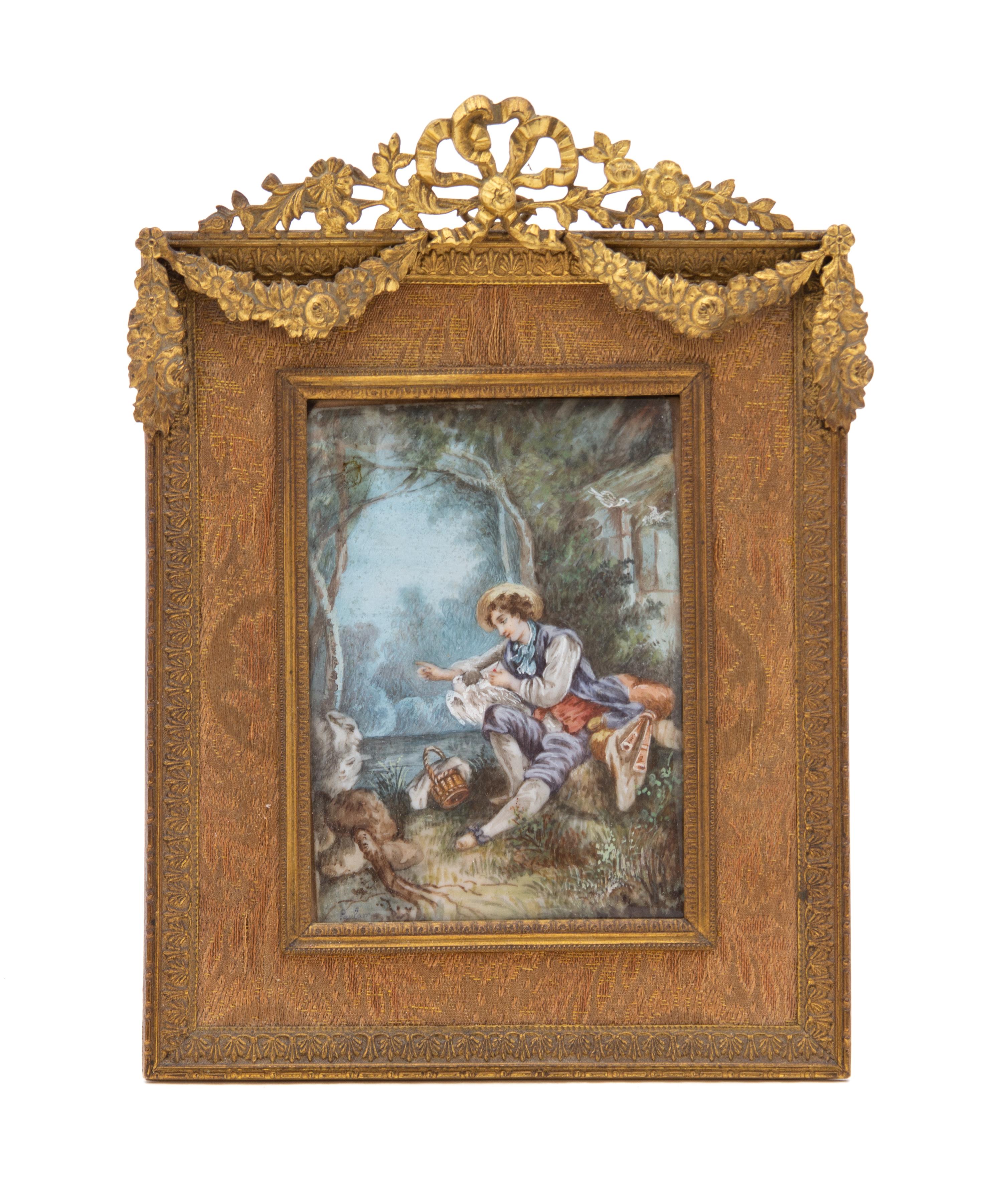 A French Gilt Bronze Easel Back Frame Height 7 1/8 x width 5 1/8 inches. — 19TH CENTURY