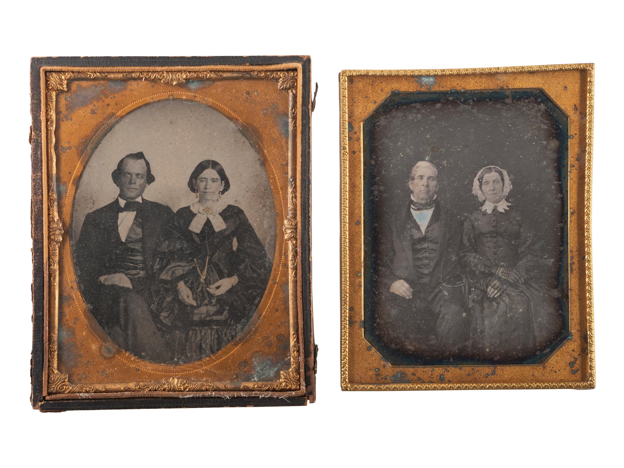 [EARLY PHOTOGRAPHY]. A group of 17 daguerreotypes and ambrotypes of couples of varying ages, including: