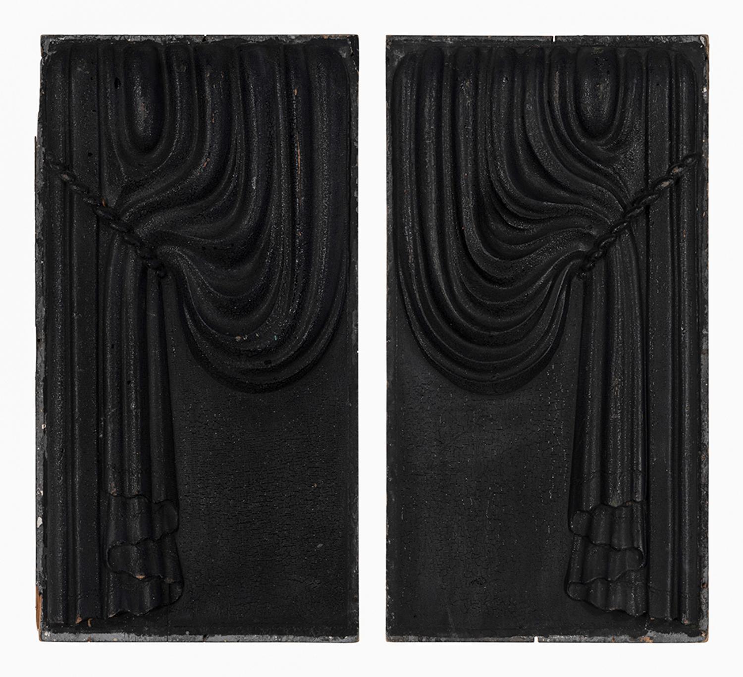 A Pair Of Carved and Black-Painted Hearse Panels