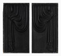 A Pair Of Carved and Black-Painted Hearse Panels
