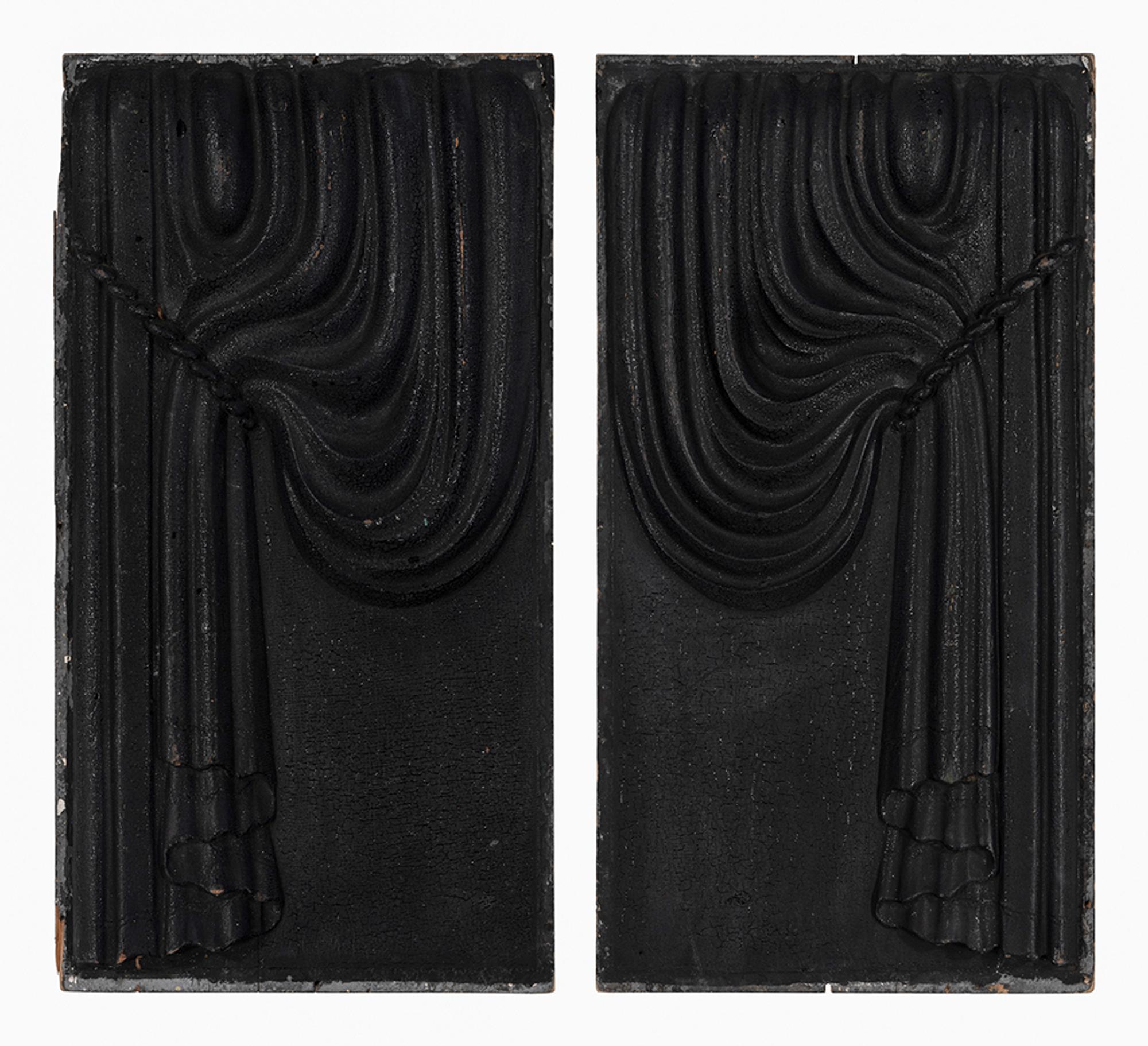A Pair Of Carved and Black-Painted Hearse Panels