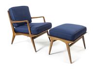 Carlo de Carli (Italian, 1919-1999), SINGER & SONS, c.1950, an arm chair, model no. 114, and ottoman, model no. 143