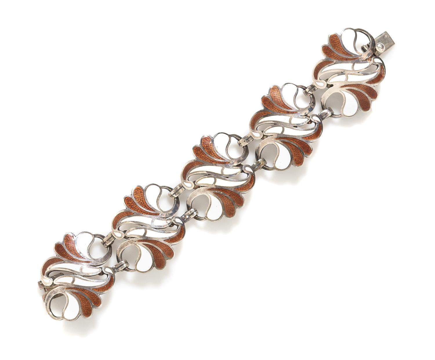 A Sterling Silver and Polychrome Enamel Bracelet, Margot de Taxco, 37.80 dwts.