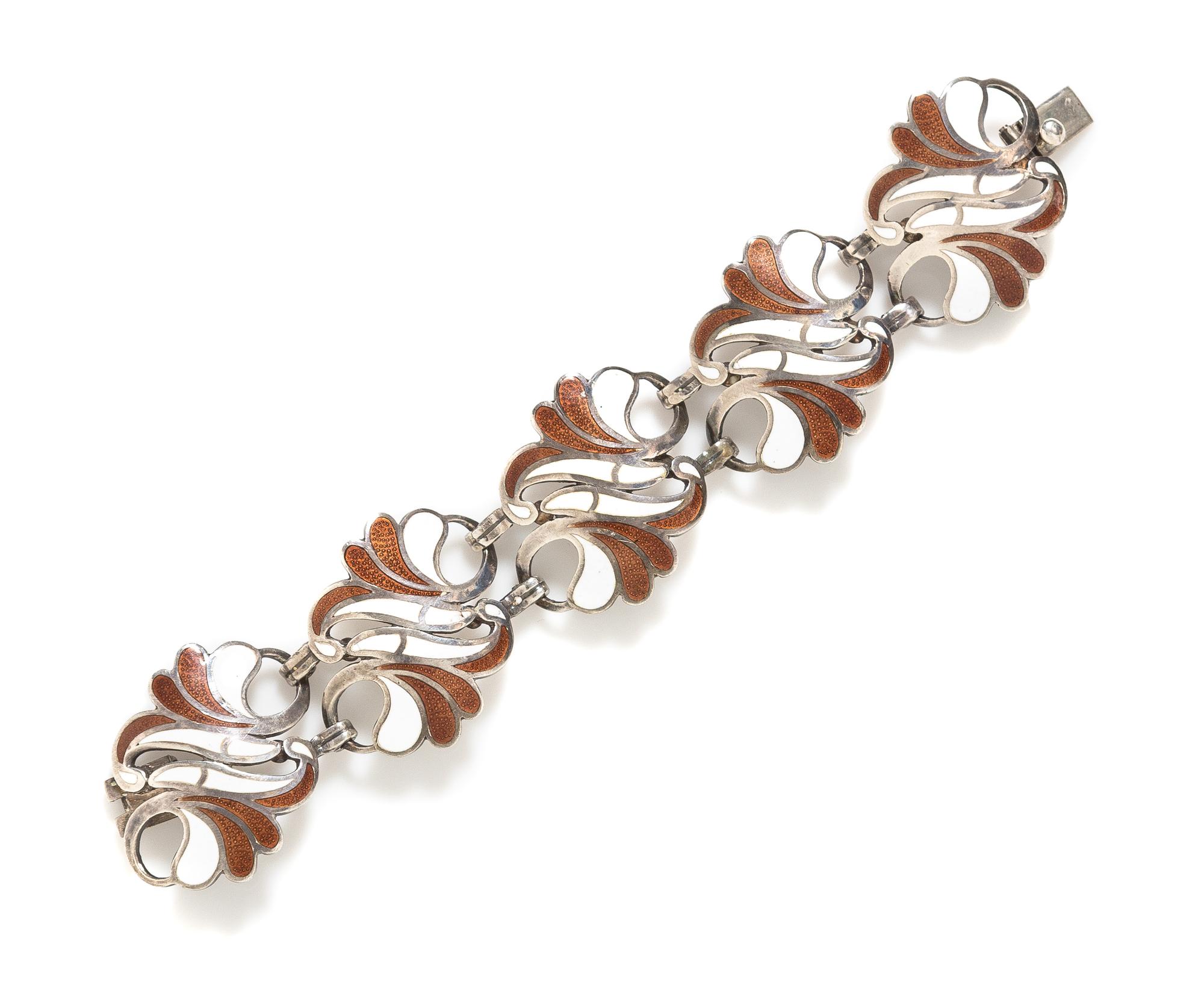 A Sterling Silver and Polychrome Enamel Bracelet, Margot de Taxco, 37.80 dwts.