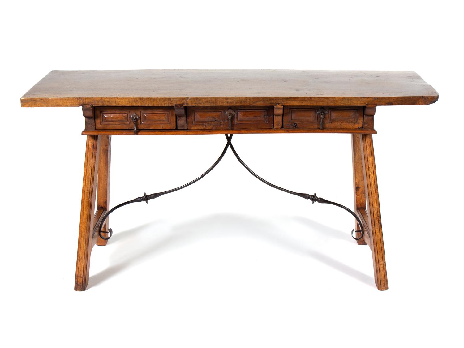 A Spanish Baroque Style Walnut Trestle Table — INCORPORATING ANTIQUE ELEMENTS