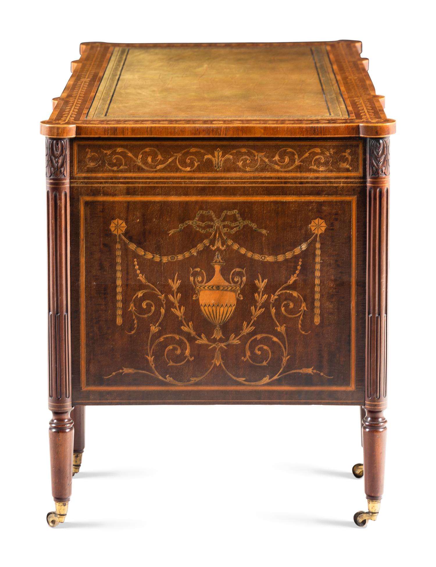 An Edwardian Marquetry Desk and Associated Side Chair