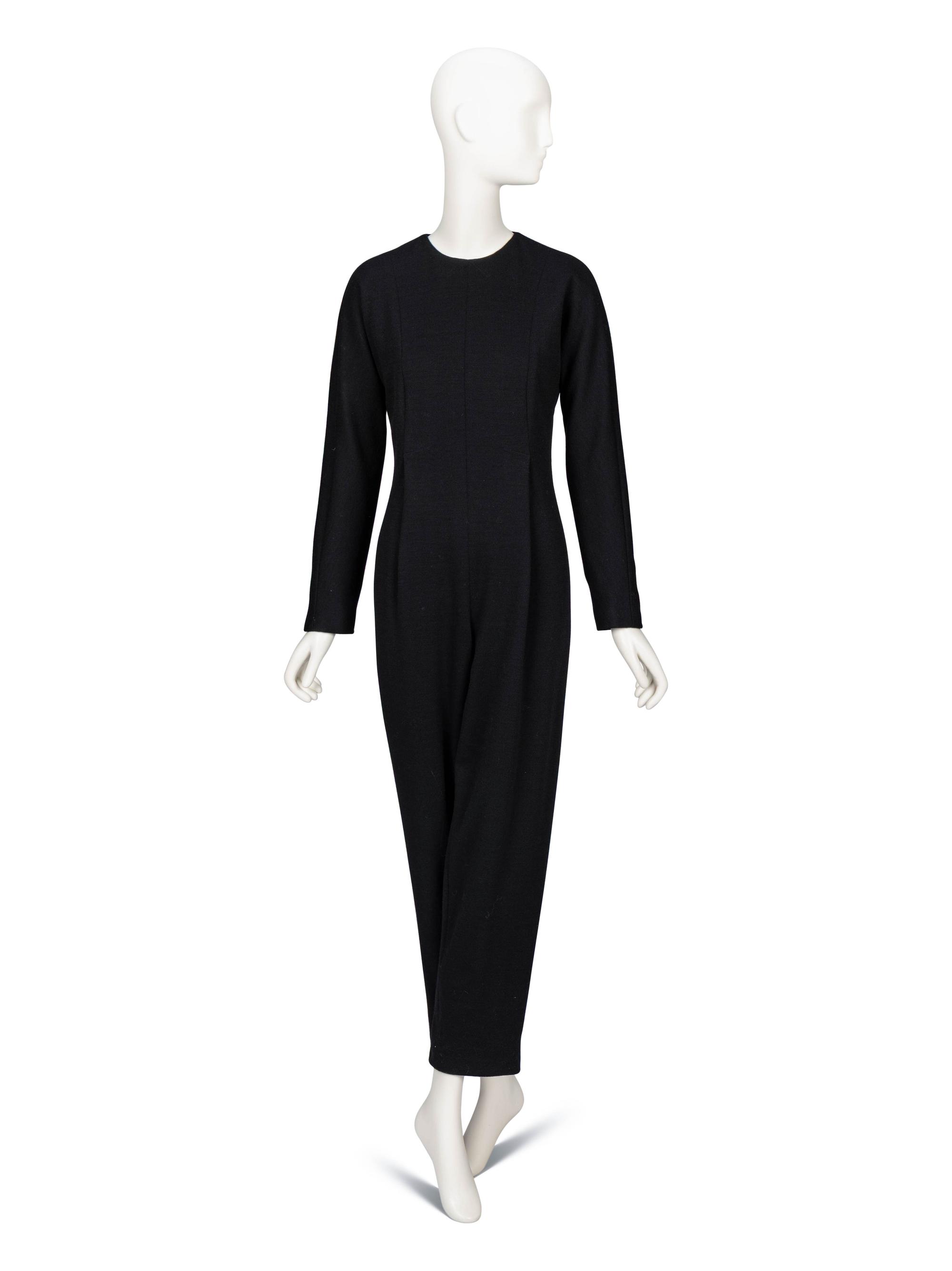 Geoffrey Beene Long-Sleeve Jumpsuit & a Judith Leiber Belt