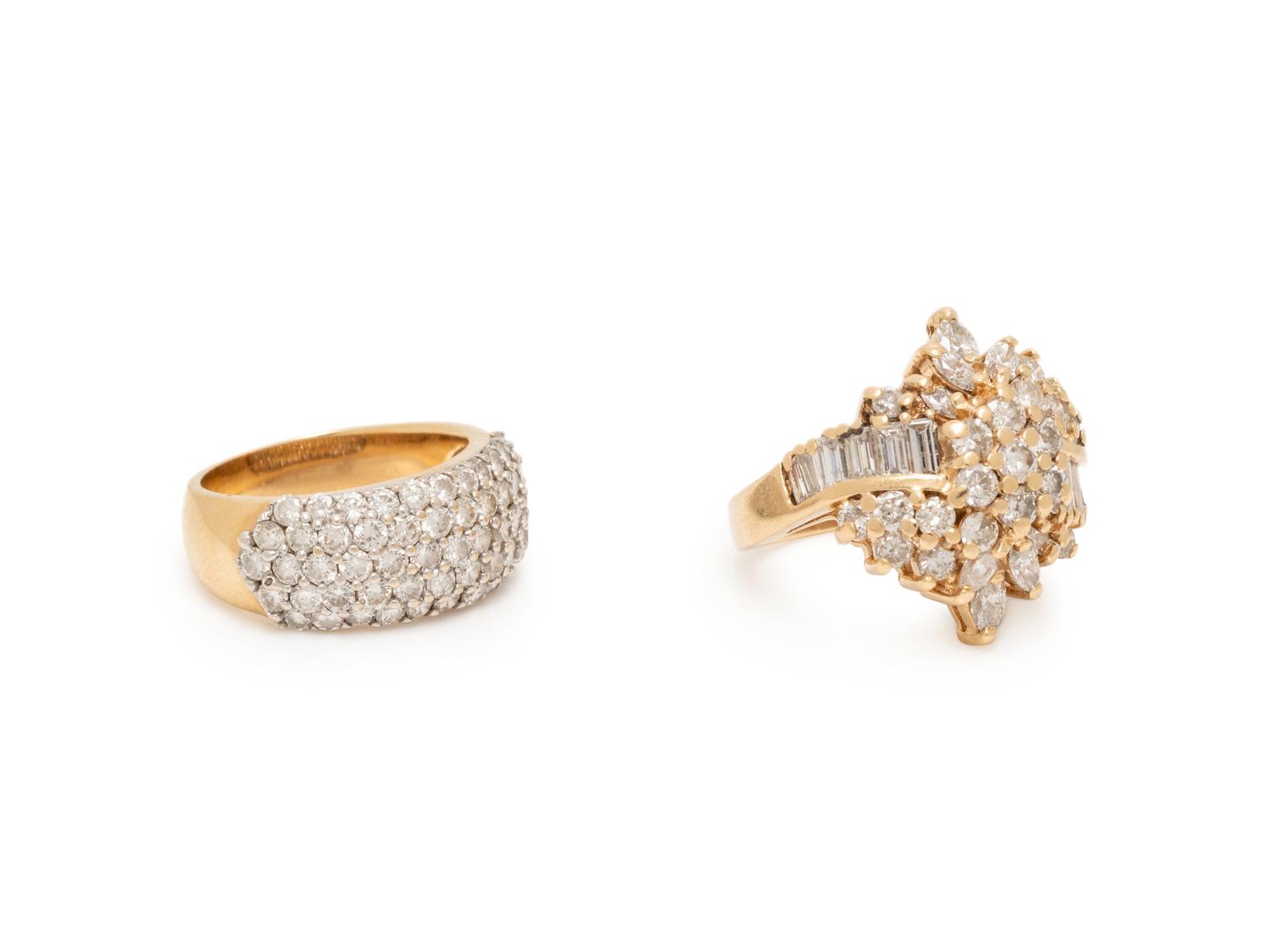 COLLECTION OF YELLOW GOLD AND DIAMOND RINGS