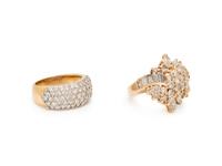 COLLECTION OF YELLOW GOLD AND DIAMOND RINGS