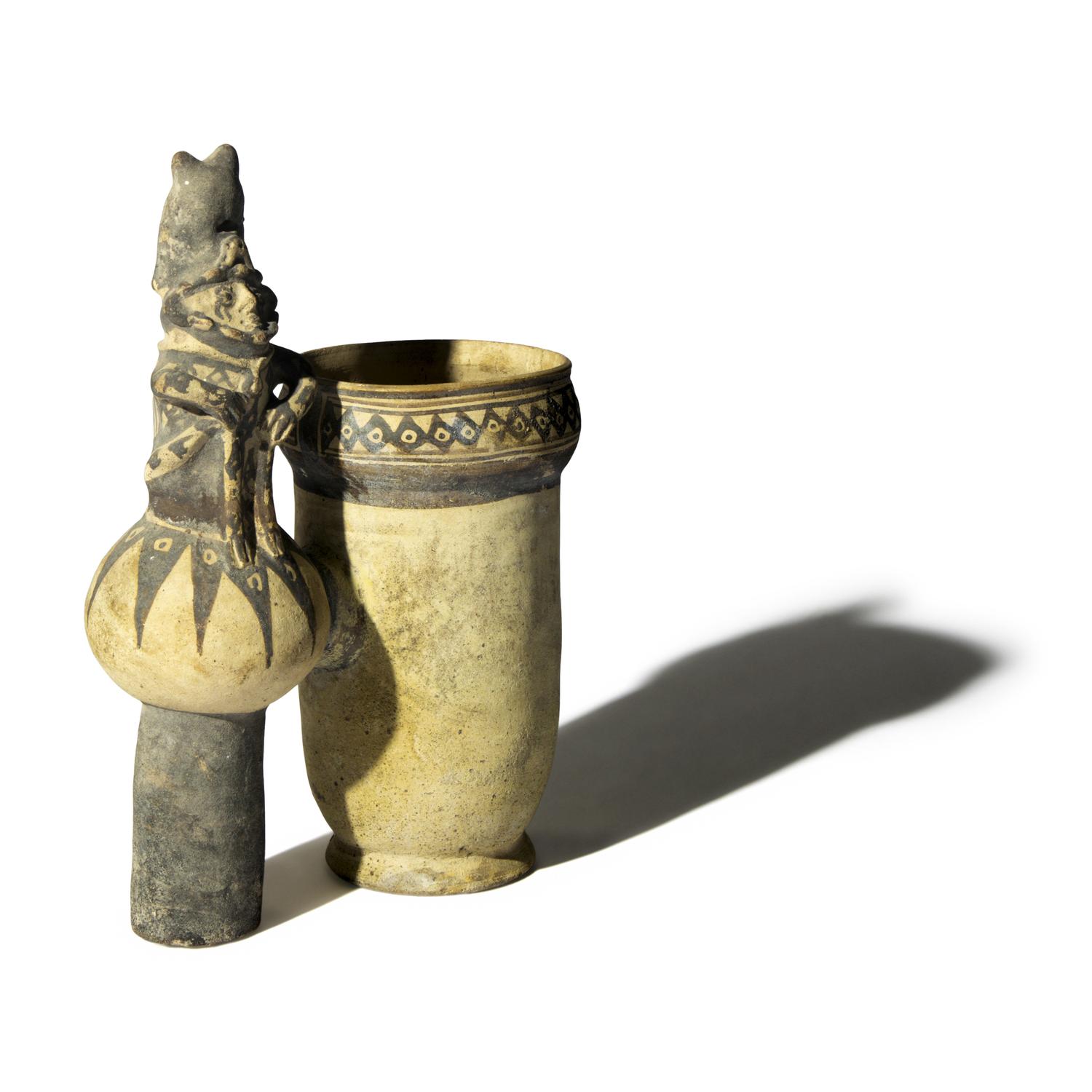A Chancay Bichrome Whistling Jar