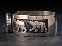 Man's Sterling Silver Bear Cuff Bracelet, with Turquoise