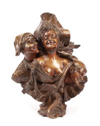 A Continental Patinated Bronze Bust Height 21 inches.