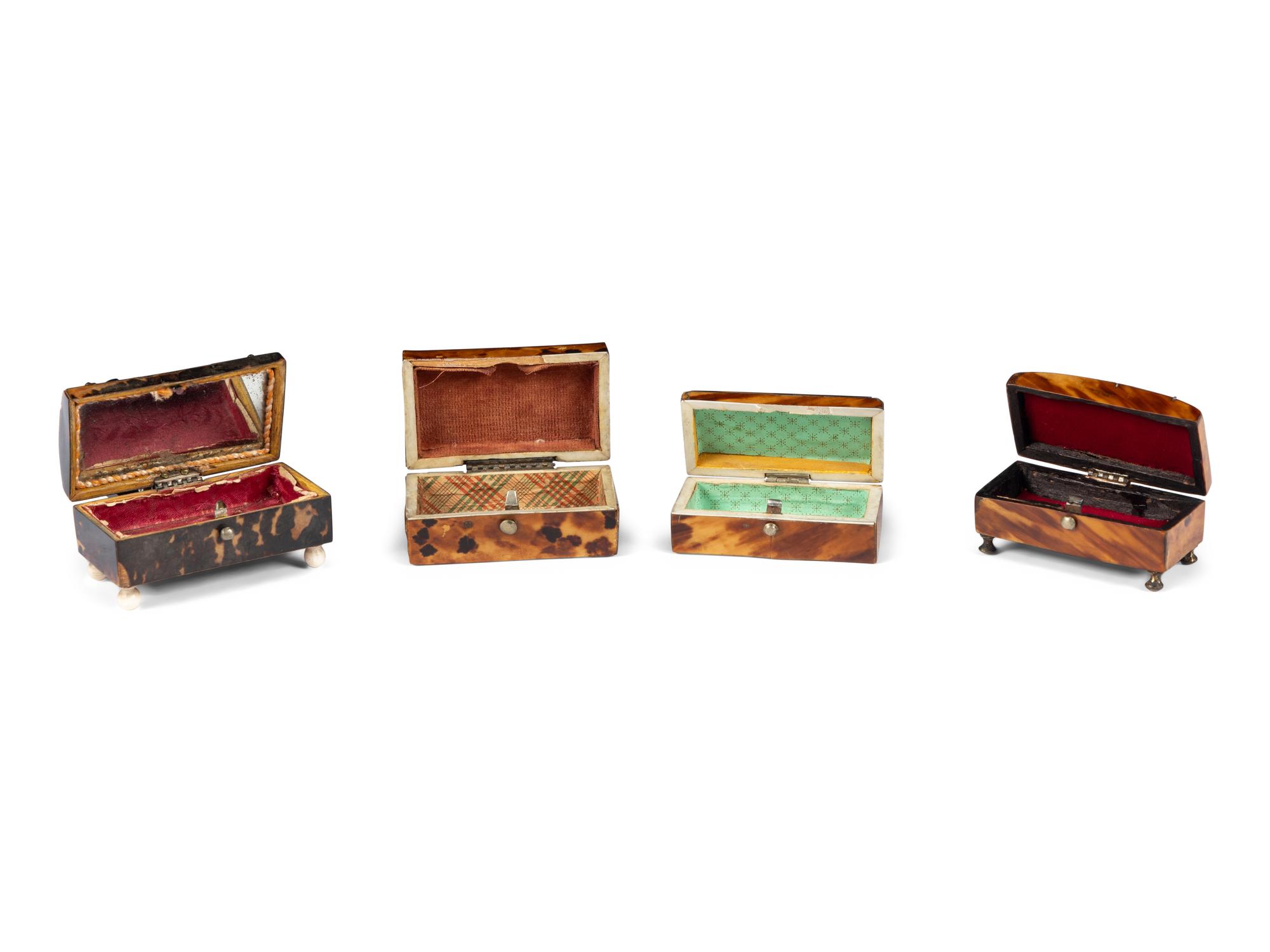 Four English Tortoise Shell Snuff Boxes
