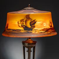 Pairpoint Corporation USA, Early 20th Century — 'New Bedford Harbor Scene' Lamp, c. 1915