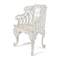 A White-Painted Cast Iron Three-Piece Garden Seating Suite
