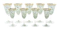 A Set of Enameled Glass Stemware, Height of goblet 7 1/4 inches. — LIKELY MOSER
