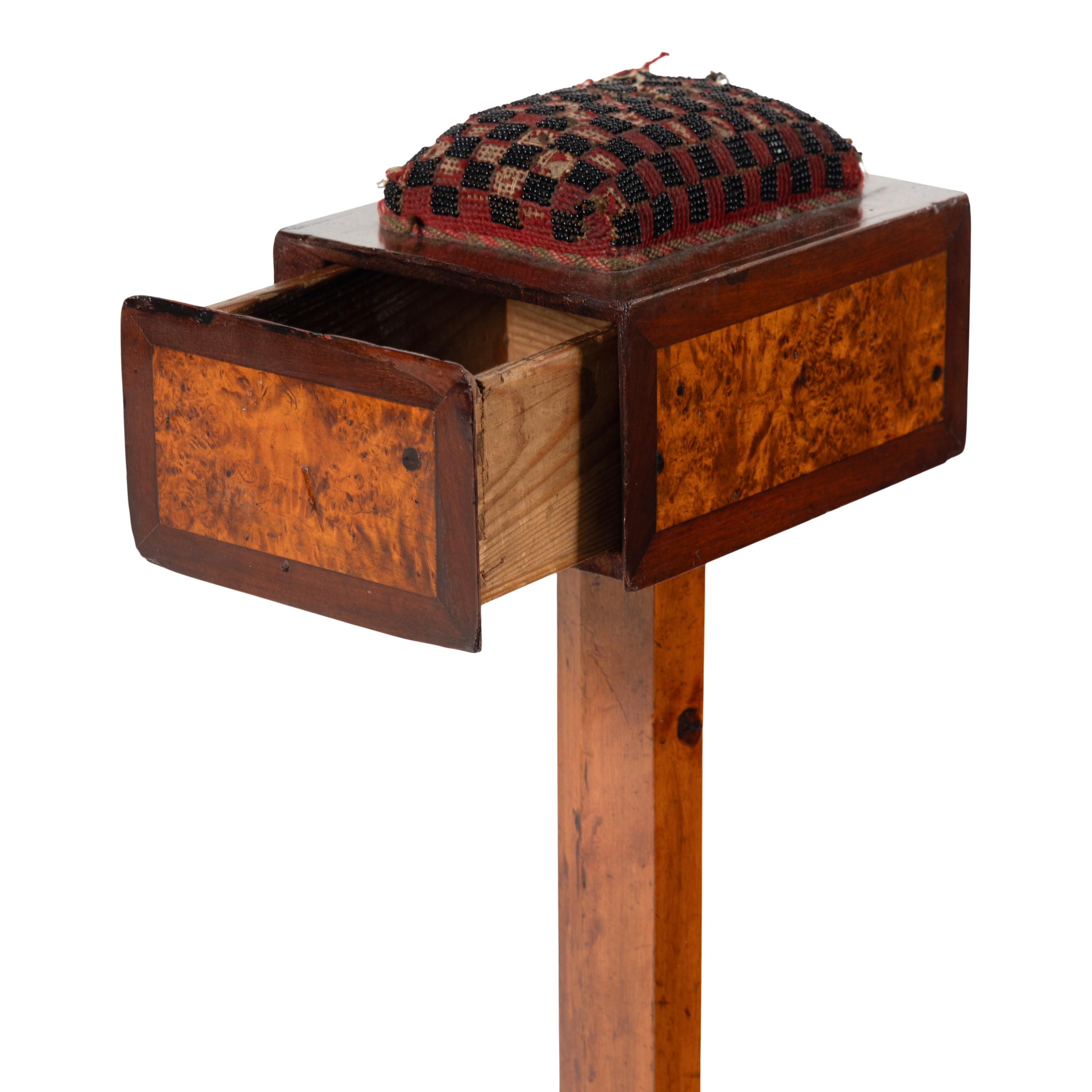 A German or Austrian Walnut and Burlwood Needlework Stand