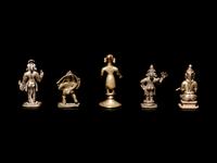 Five Small Indian Bronze Figures of Deities and Attendants