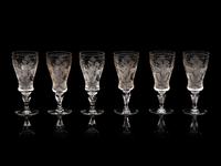 Six Kosta Boda Etched Glass Cordials