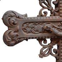 A Cast Iron Crucifix 23" W x 3" D x 52" H — France, Circa 1900