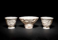 Three Chinese Blanc-de-Chine Porcelain Cups