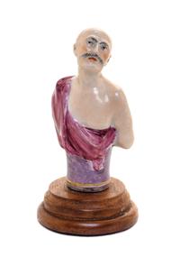 A Kloster Veilsdorf Porcelain Figural Cane Handle Height of porcelain 3 1/4 inches. — CIRCA 1775