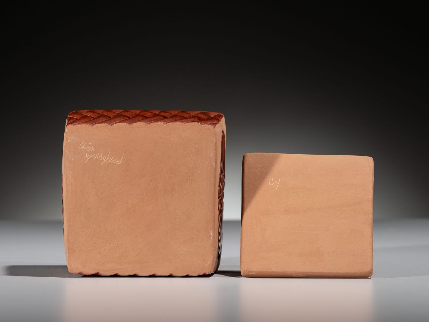 Red and Tan Micaceous Pottery Box