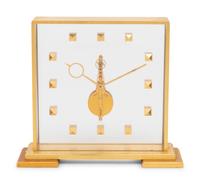 A Jaeger LeCoultre Brass and Glass Clock
