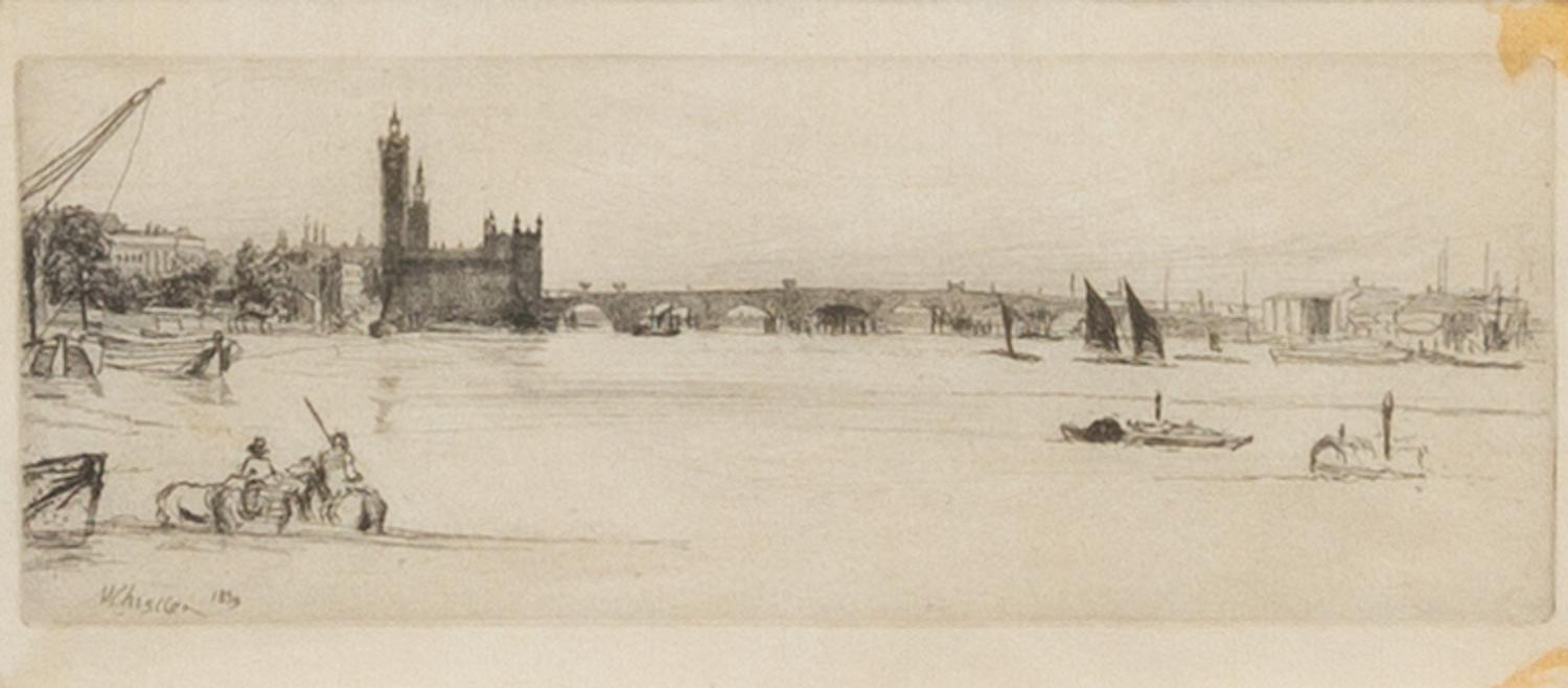 James Abbott McNeill Whistler, (American, 1834-1903), Old Westminster Bridge (from the Thames set)