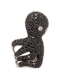 BLACK SPINEL AND CUBIC ZIRCONIA OCTOPUS RING