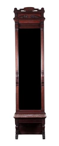An Eastlake Mahogany Pier Mirror Height 109 x width 27 1/2 x depth 14 1/2 inches.