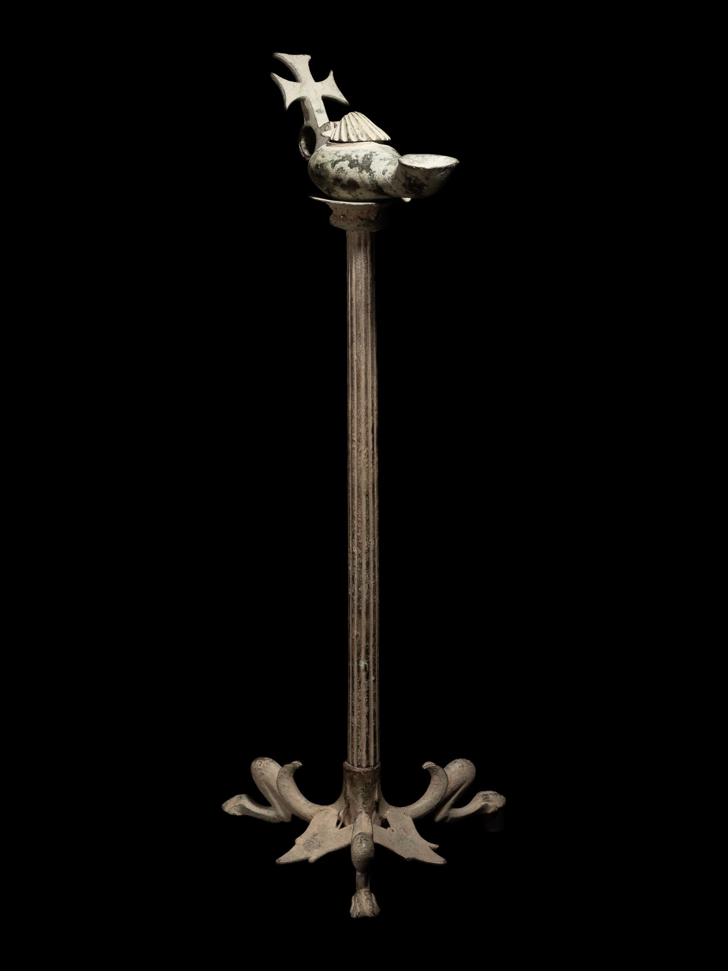 A Byzantine Bronze Lamp and Lampstand