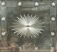 An Etched Glass Mirror with a Painted Frame