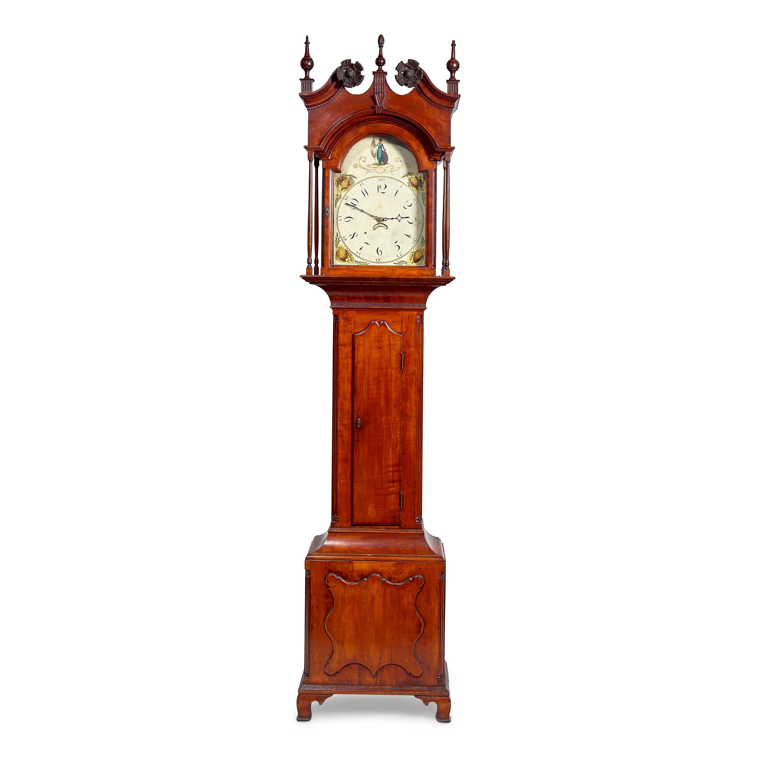 A Chippendale Carved Cherry Tall Case Clock