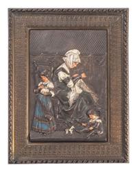 A Victorian Polychromed Cast-Iron Picture Plaque
