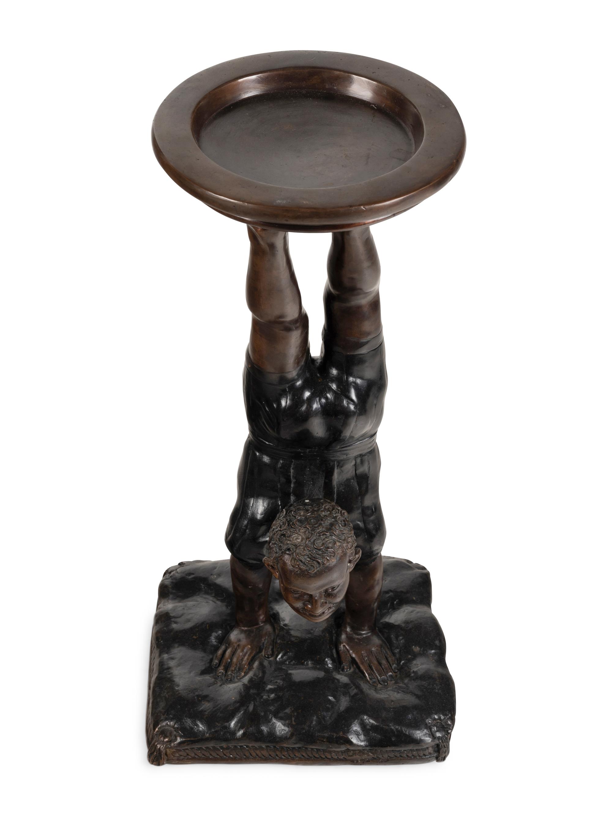 A Bronze Acrobat-Form Pedestal