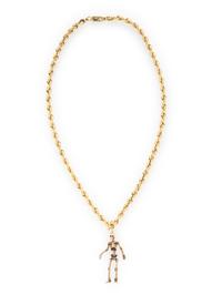 YELLOW GOLD SKELETON PENDANT NECKLACE