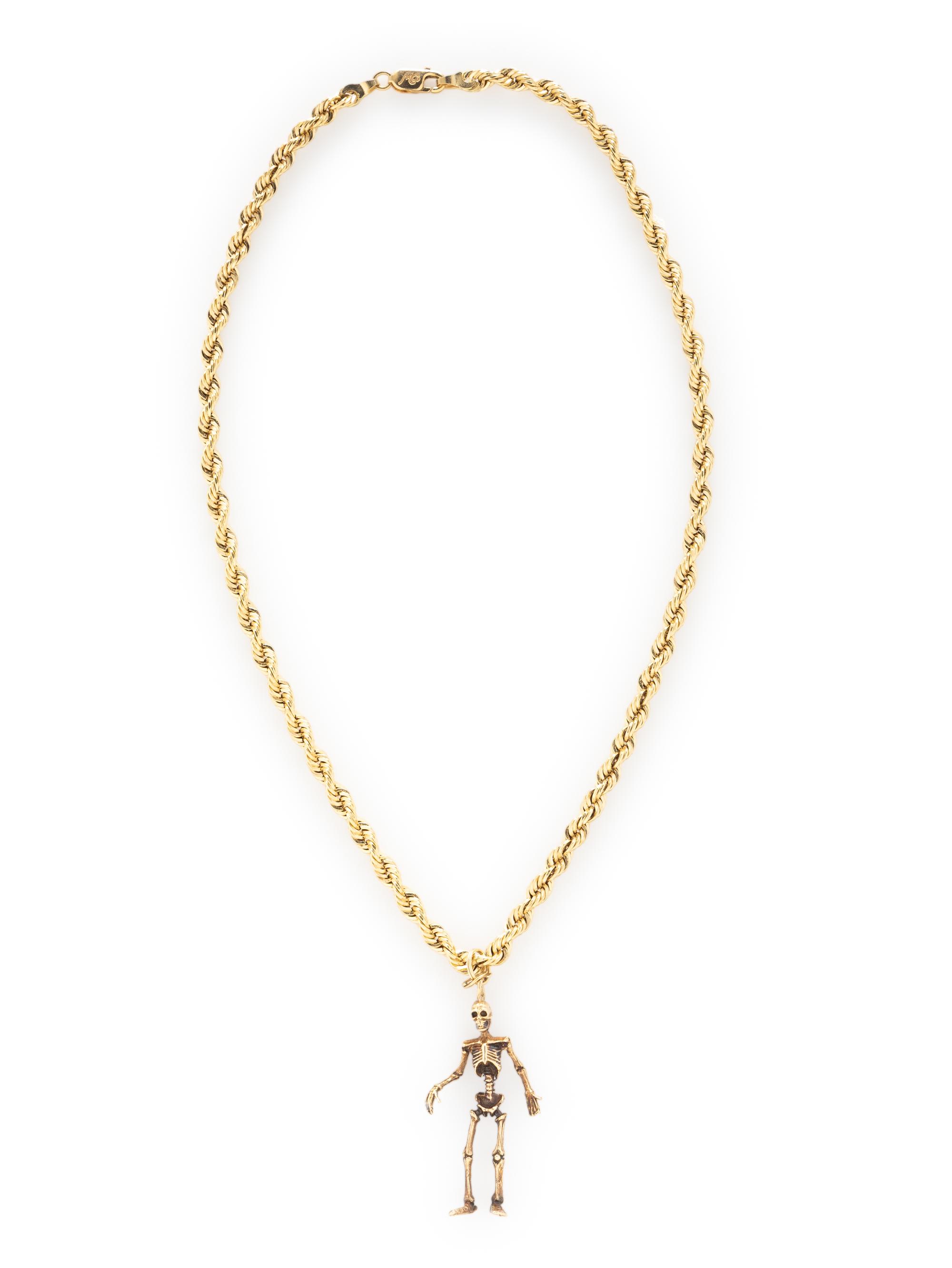 YELLOW GOLD SKELETON PENDANT NECKLACE
