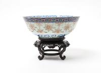 A Chinese Underglaze Blue and Iron Red Porcelain Bowl Diameter 10 inches. — 19TH CENTURY