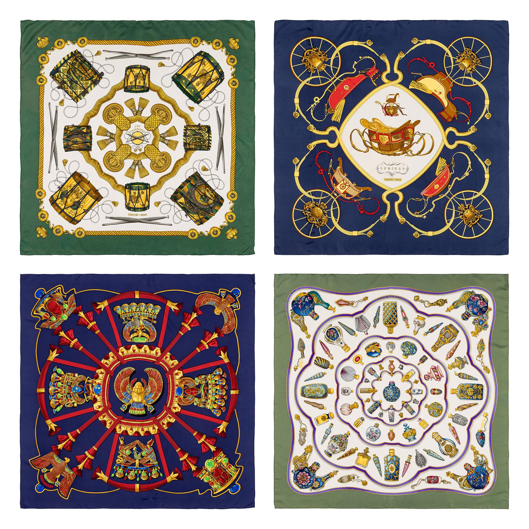 Hermès, Four Silk Scarves 90