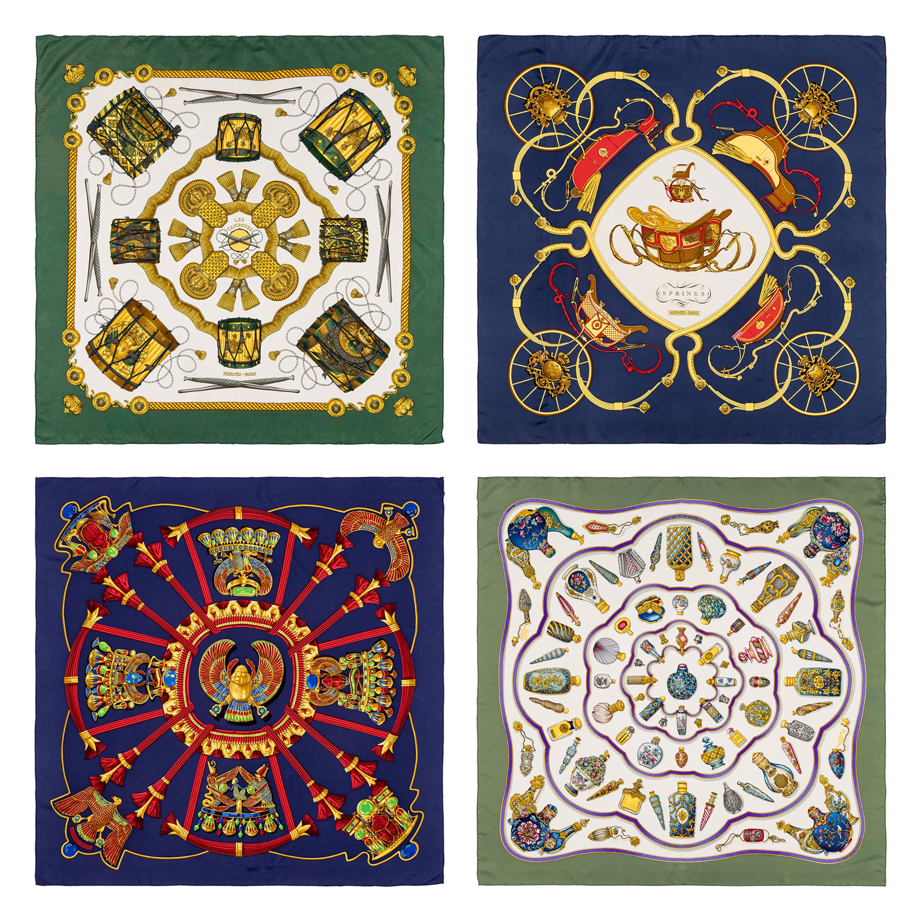 Hermès, Four Silk Scarves 90