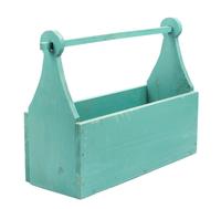 A Painted Wood Tool Caddy Height 13 1/4 x width 12 3/4 inches.