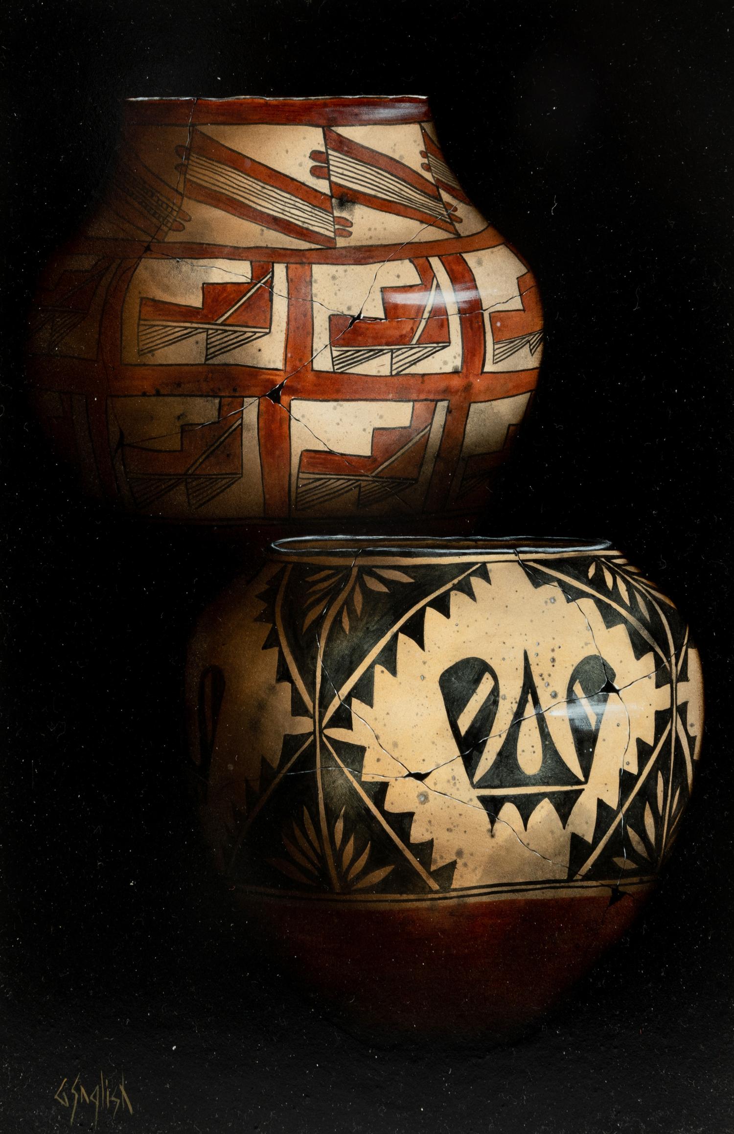 Three Works: Three Pottery Jars , Basket Tray with Two Jars and Two Pottery Jars