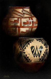 Three Works: Three Pottery Jars , Basket Tray with Two Jars and Two Pottery Jars