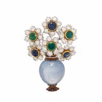 Buccellati, Sapphire, Emerald, and Diamond Giardinetto Brooch