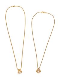 COLLECTION OF YELLOW GOLD AND DIAMOND PENDANT/NECKLACES