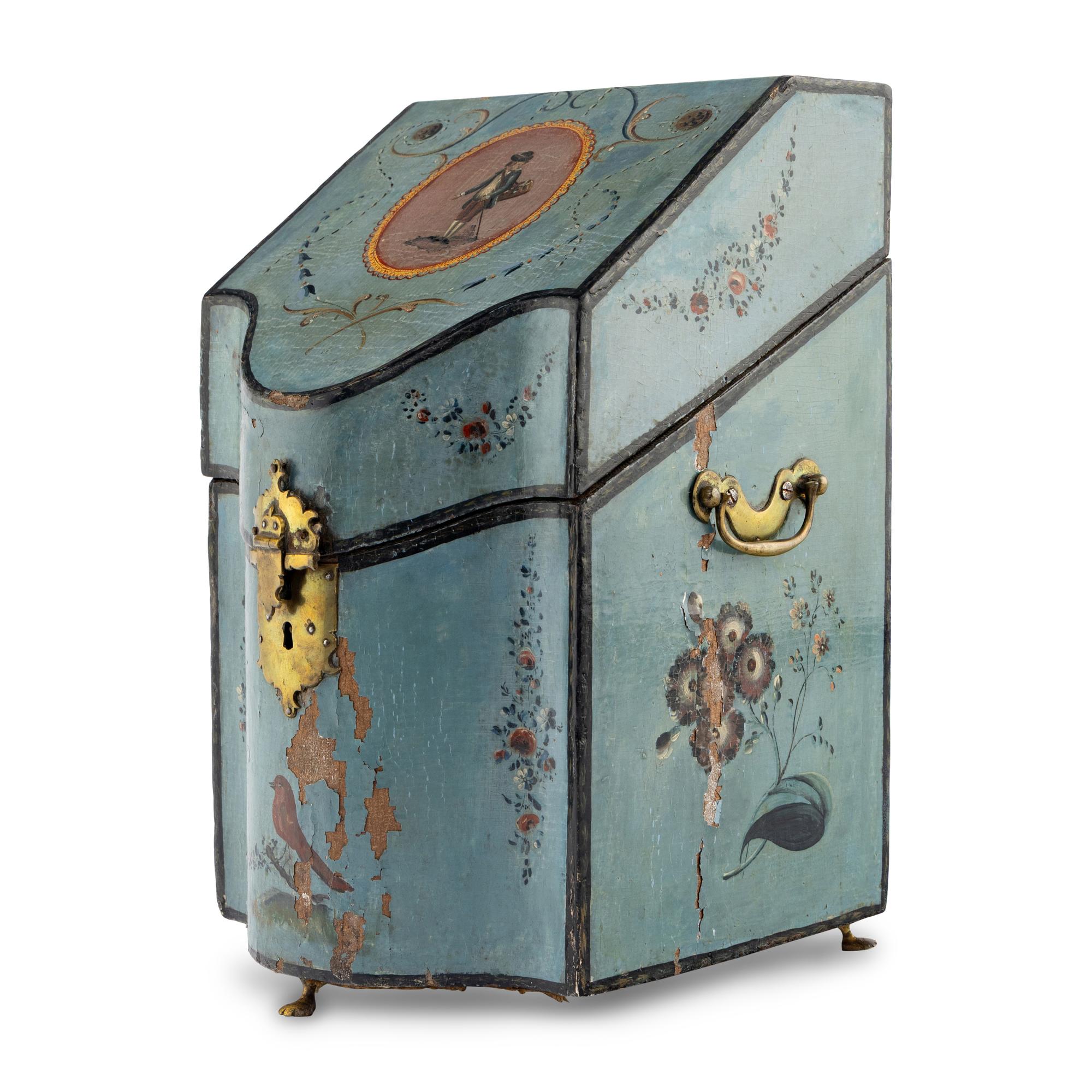 A George III Paint-Decorated Cutlery Box