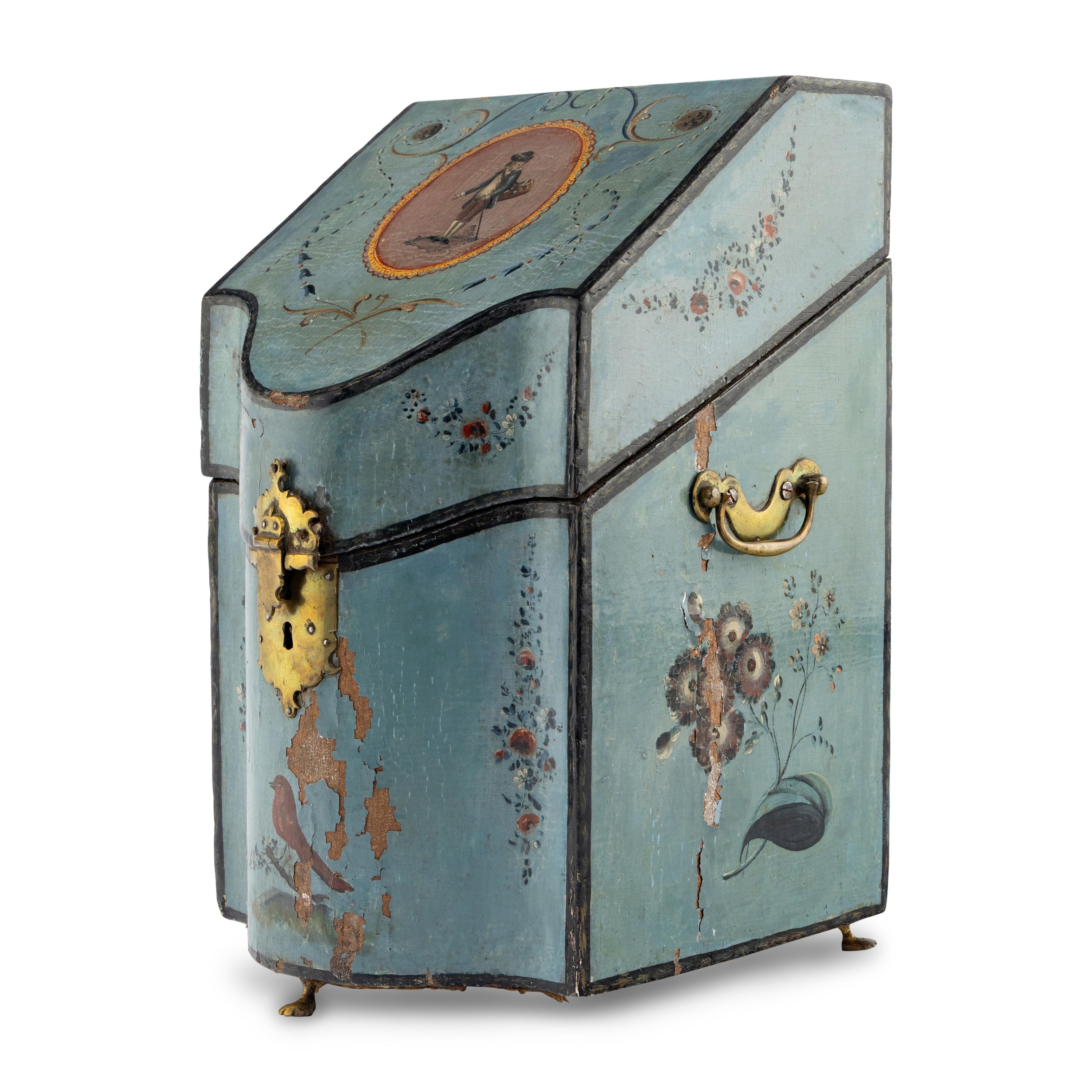A George III Paint-Decorated Cutlery Box